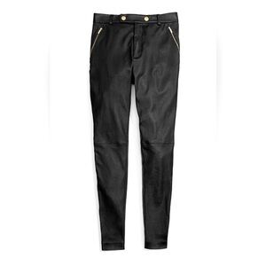 Coach Leather Pants. Size 10. Highwasted. Black with Gold Details.